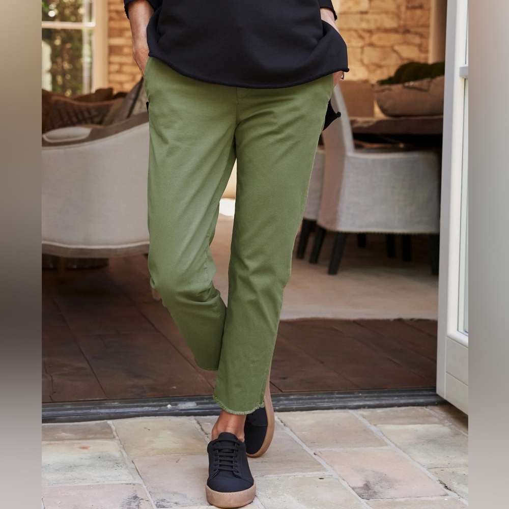 Frank & Eileen‎ Wicklow Italian Performance Chino Trousers, Army Khaki, Size 6